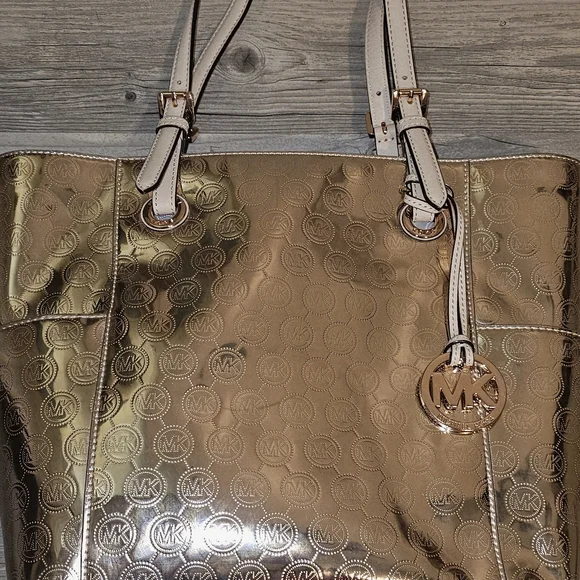 Michael Kors Shiny Bronze Rose Gold Tote - Picture 7 of 8